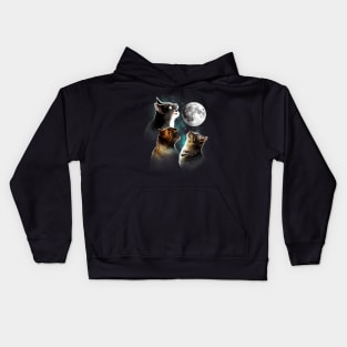 Funny cat Meowling At Moon cat lover Kids Hoodie